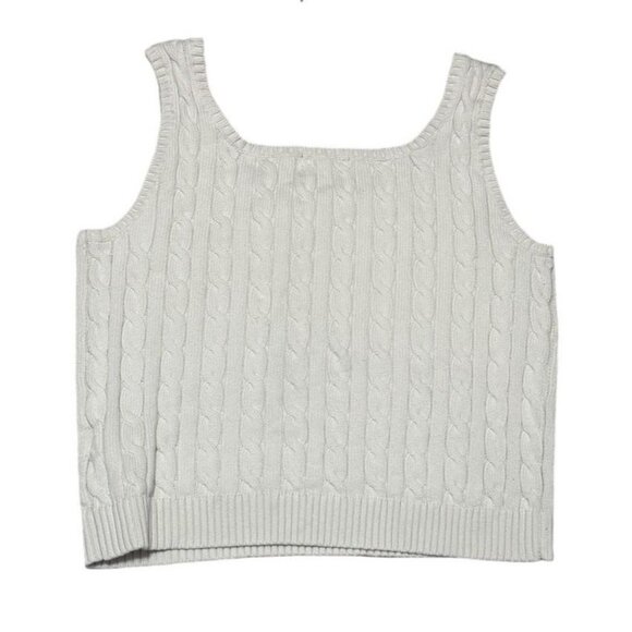 Lauren Ralph Lauren Cable Knit Tank Top Blue Label Womens XL Ivory - Picture 6 of 7